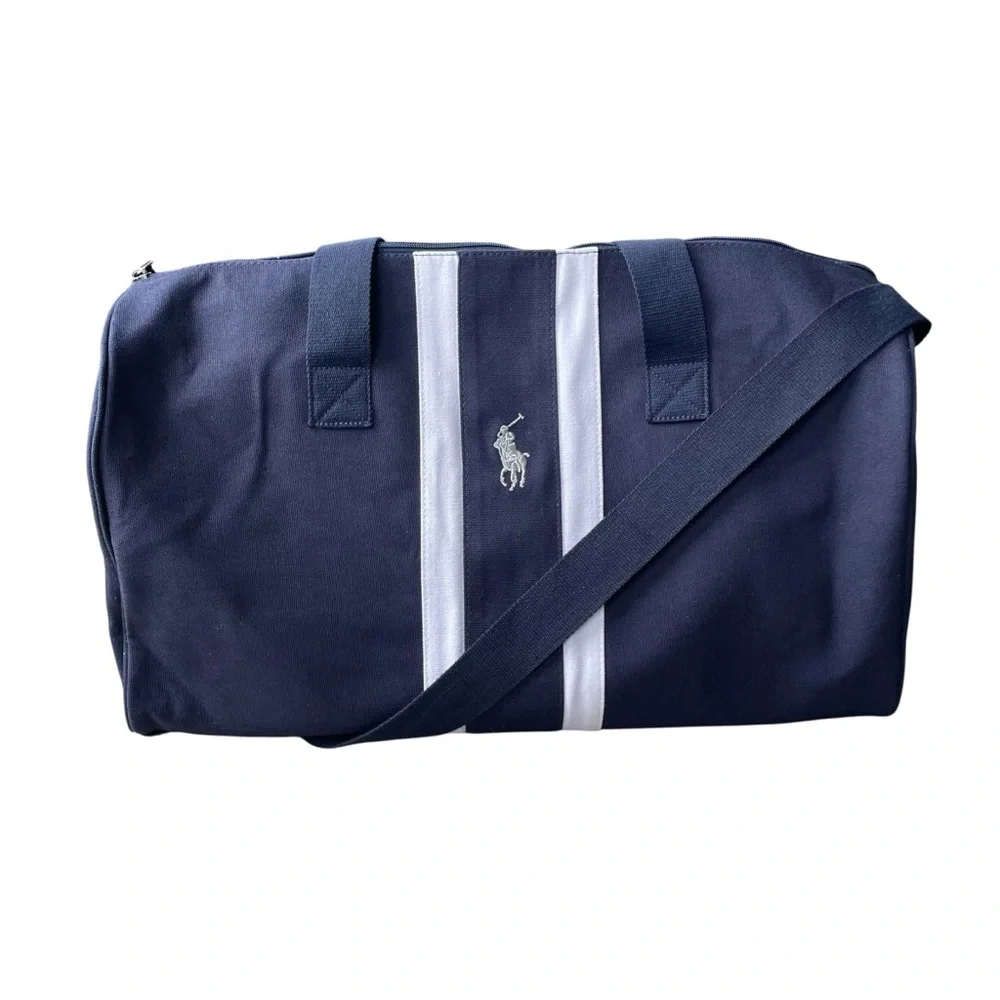 Polo Ralph Lauren Duffle Gym Sports Travel Bag Navy and White